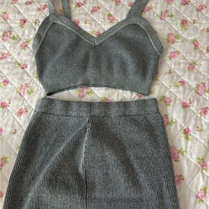 Gray Ribbed Two-Piece Set